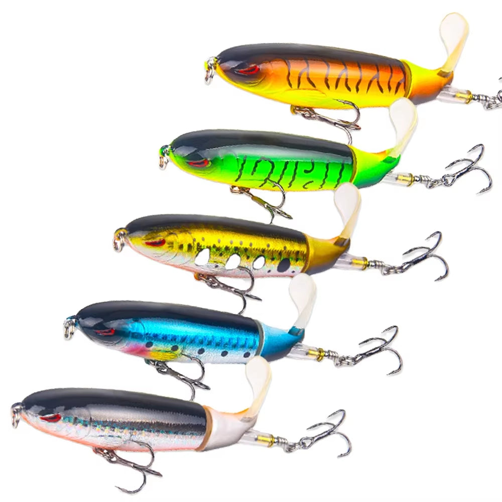 Topwater Pencil Fishing Lure with Rotating Propeller Tail – 5-Pack, 13g