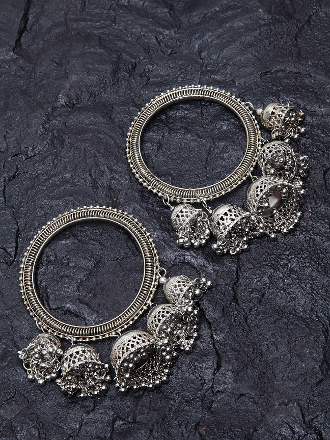 2 Oxidised Silver-Plated Bangles