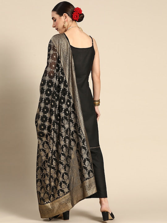 Black Poly Georgette Kurta set