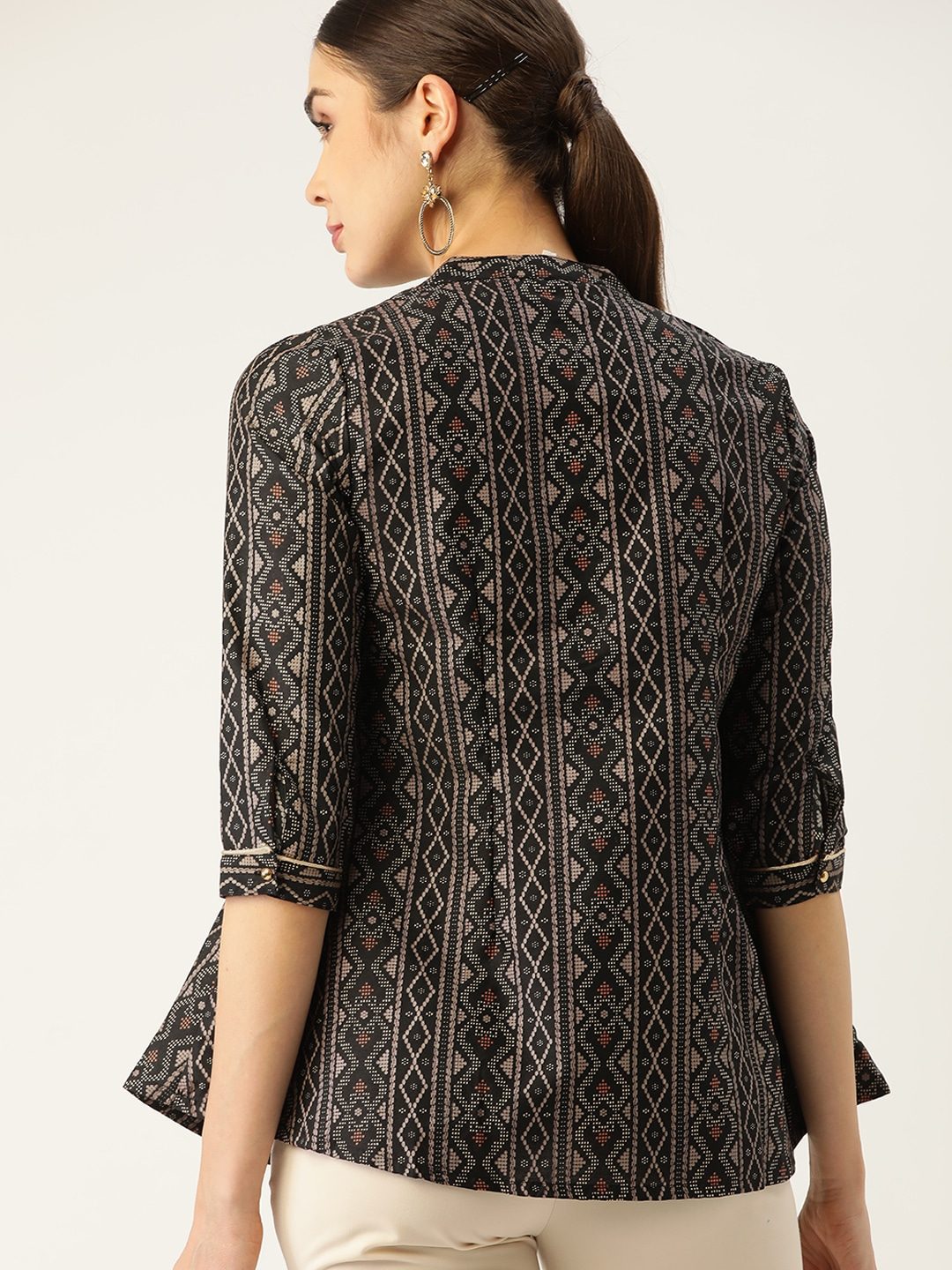 Black & Beige Printed Tunic