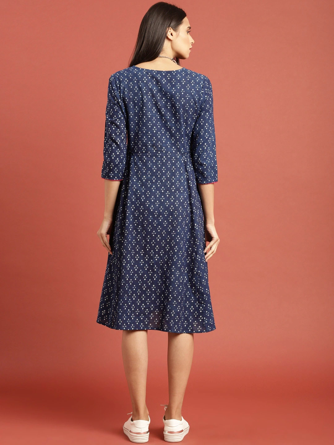 Blue Indigo Hand Block Print Cotton Dress