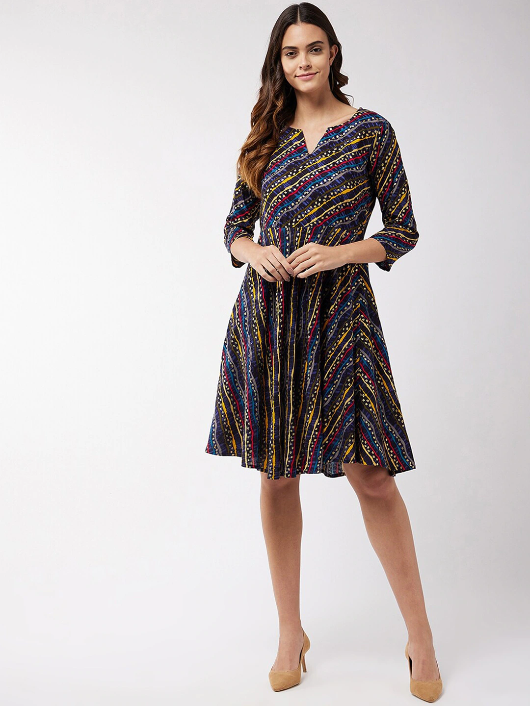 Blue Abstract Print Dress