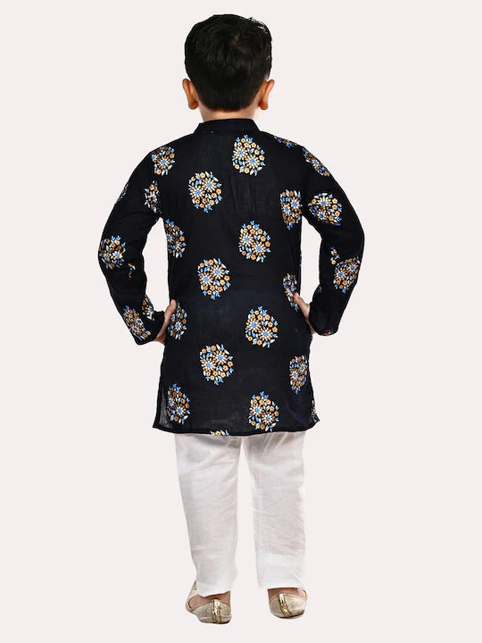 Boys Black Cotton Kurta set