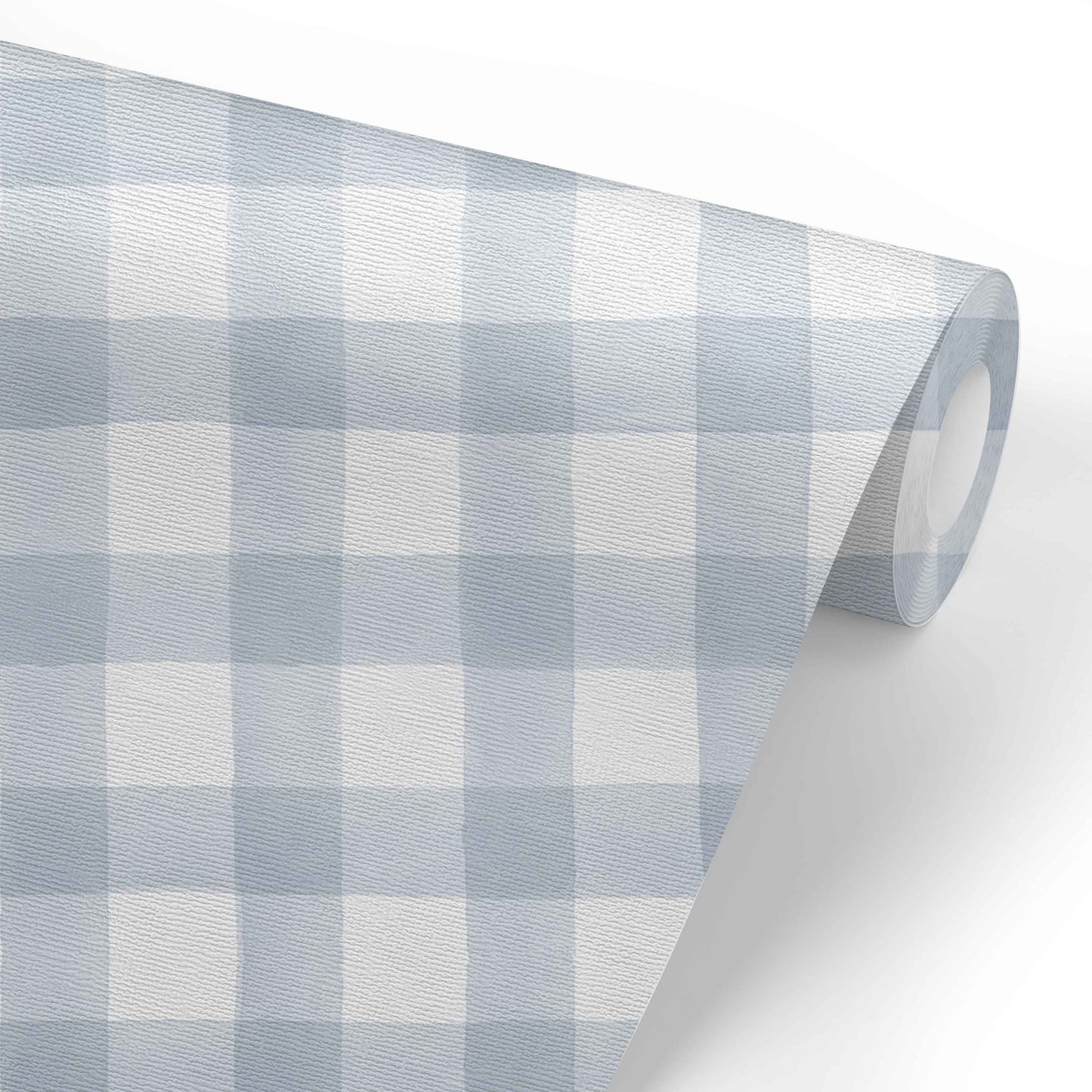 Dusty Blue Gingham Removable Wallpaper