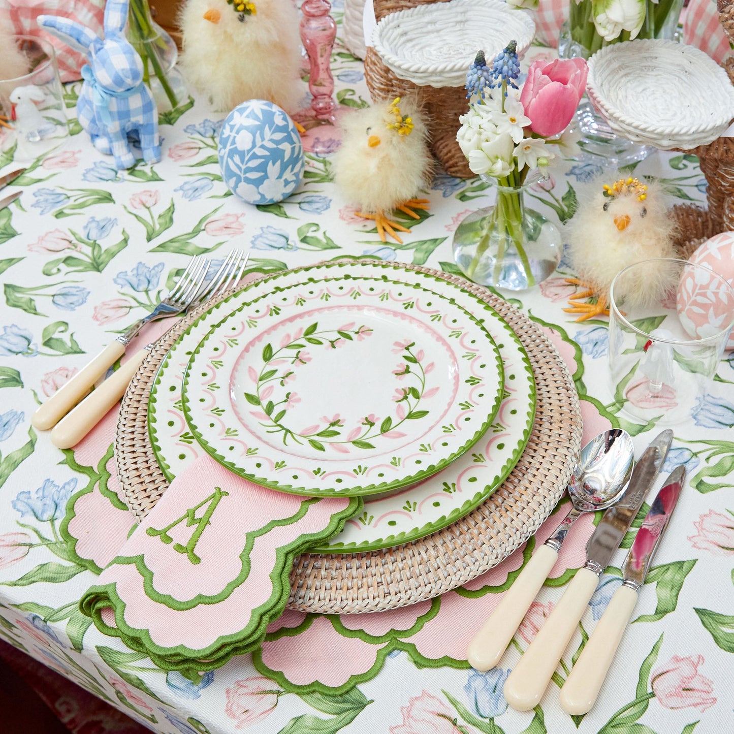 Pink & Green Lily Napkins (Set of 4)