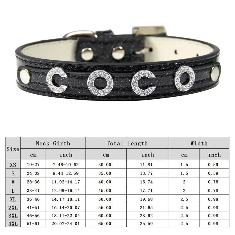 Personalized Dog Collar Bling Rhinestone DIY Names Puppy Cat Leather Collars Small Large Dog Necklace Free Name Pet Accessories