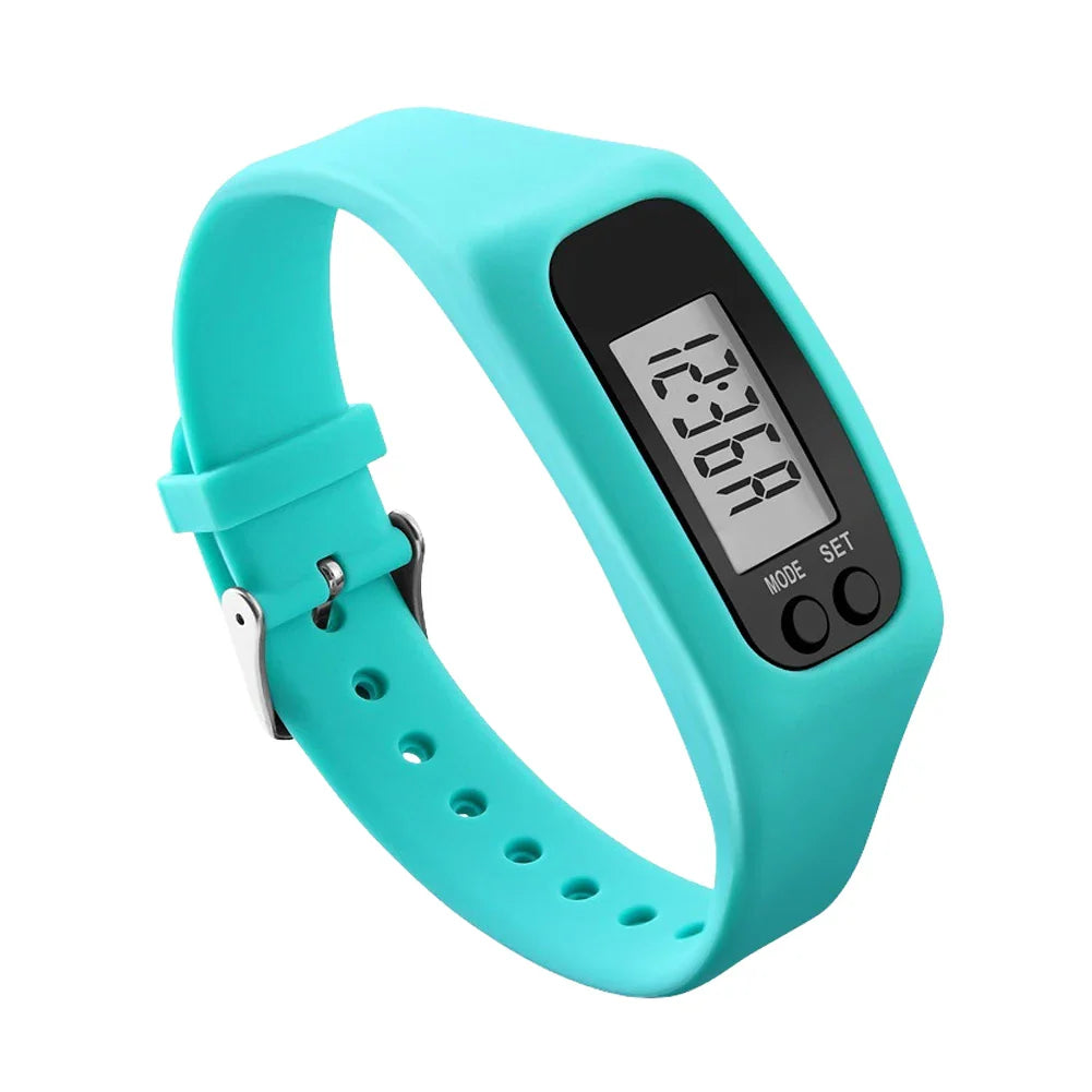 LED Pedometer Fitness Bracelet – Step Counter, Calorie Tracker, 12/24H Clock, 3 Colors