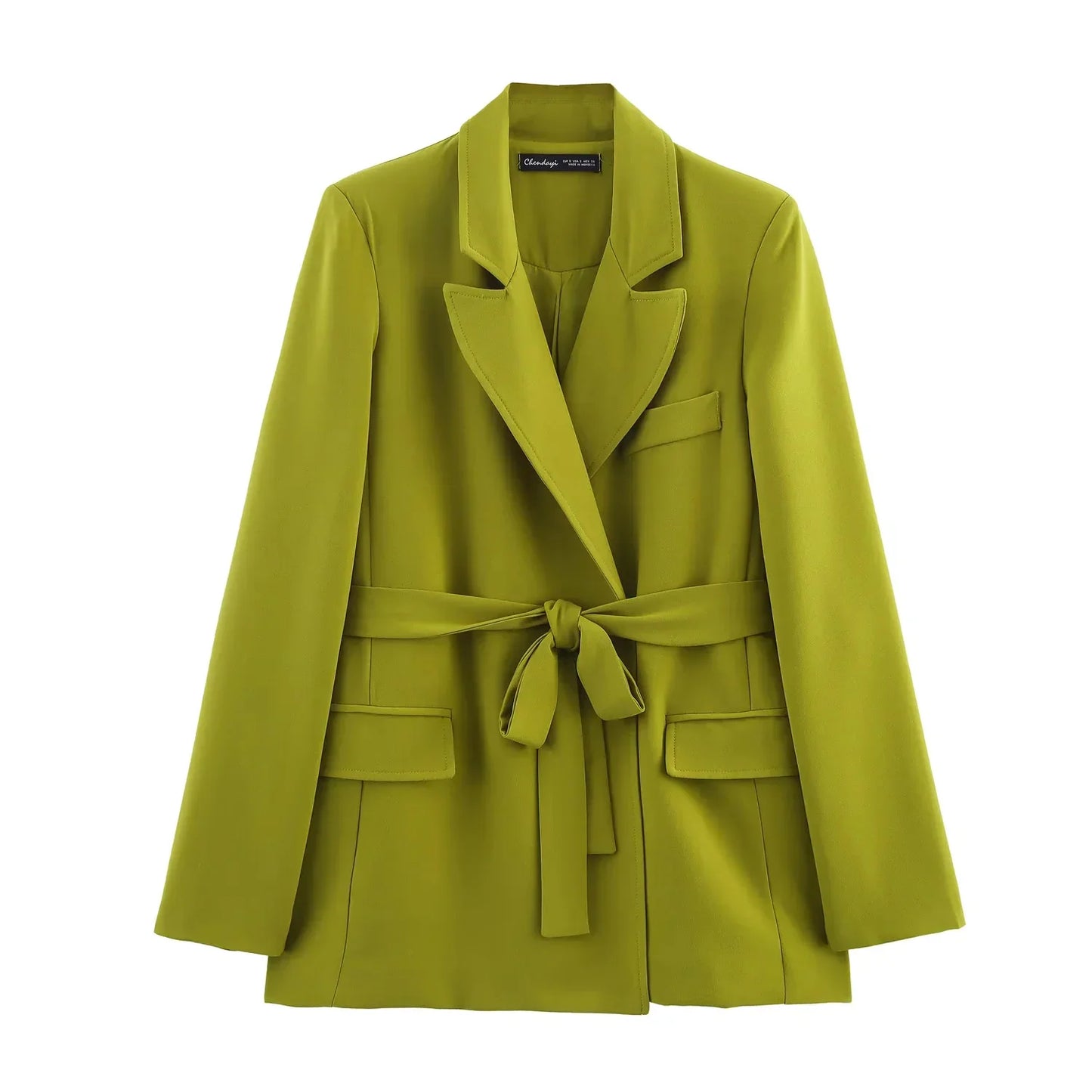KONDALA 2025 Fall Winter Elegant Green Office Lady Suits Fashion Sashes Shrug Single Breasted Straight Blazers Chic Flare Pants