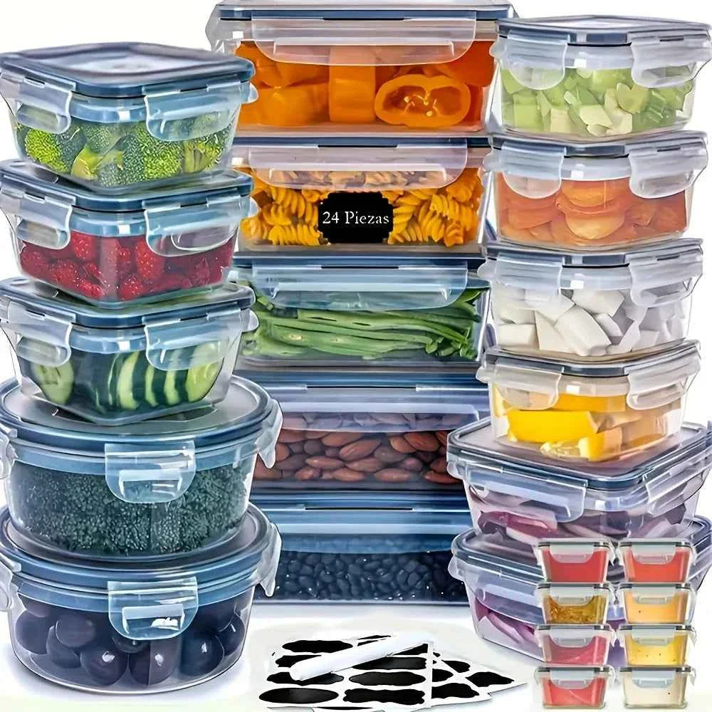 48-Piece BPA-Free Airtight Food Storage Set – 24 Containers & Lids with Labels