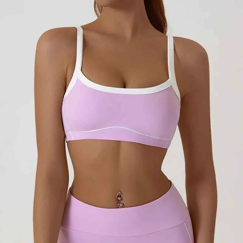Women's Shock-Absorbing Sports Bra – Color Block Full Cup Breathable Gym & Yoga Tube Top