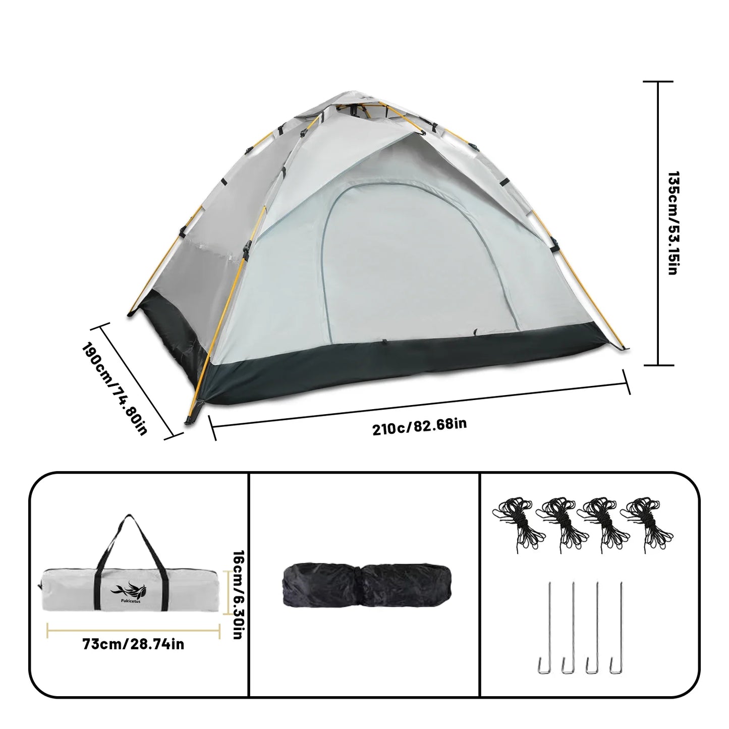 3-4 Person Automatic Pop-Up Camping Tent – Windproof, Waterproof, 4-Season Family Tent