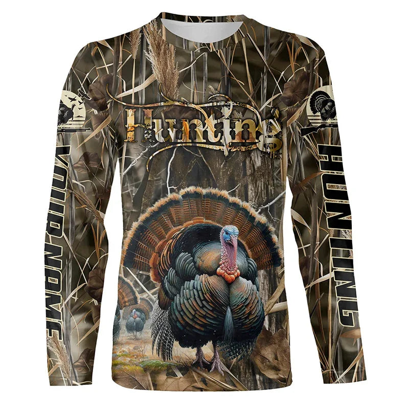 Men's 3D Wild Boar Camo Hunting T-Shirt – Long Sleeve Streetwear Tee