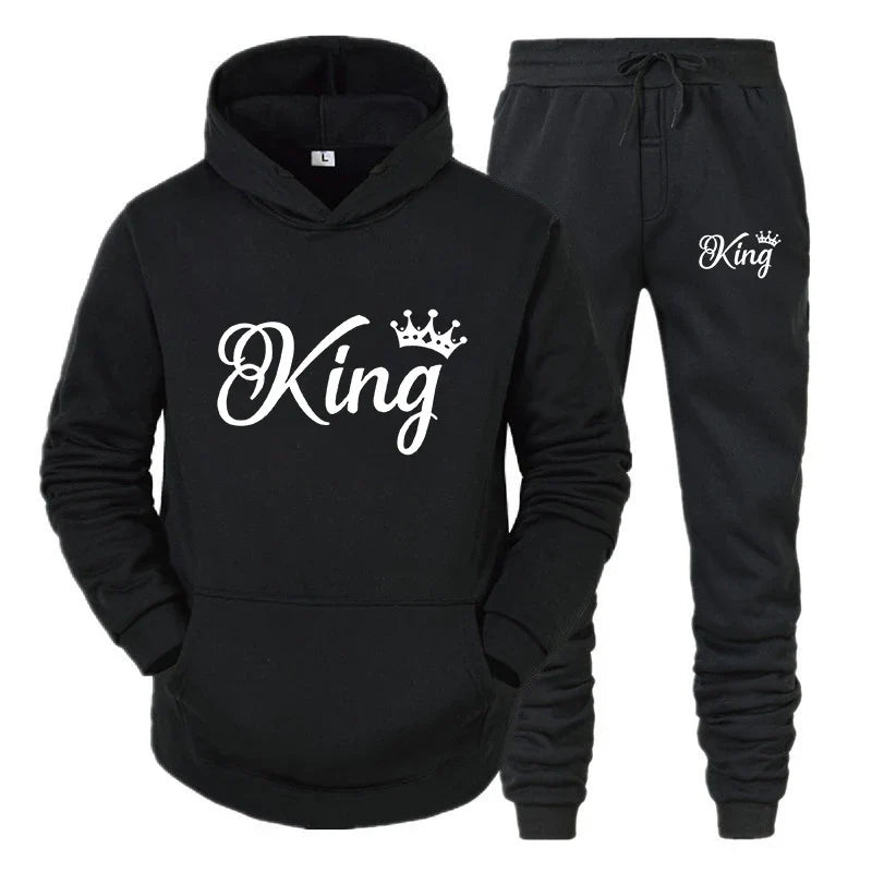 2023 Y2k Style Long Sleeve Hoodies Set Women Men Couple Sweatshirt Hoodies Trend Lover Tracksuit Queen King Printed New Fashion