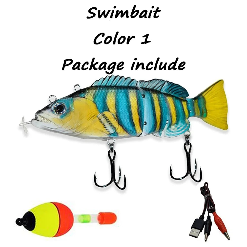 USB Rechargeable Electric Swimbait Lure – 4-Segment Auto Swimming, 13cm, 7 Colors