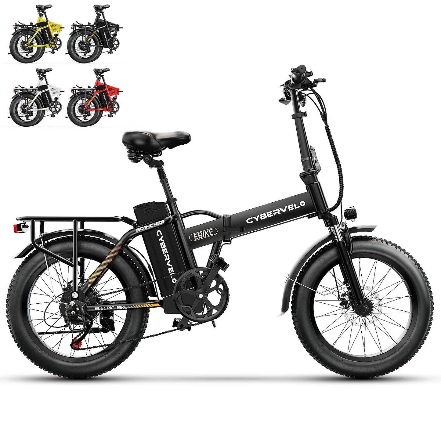 1000W Folding Electric Bike – 48V 20.8AH, 30+MPH, 80+ Miles, 20" Fat Tire, 7-Speed