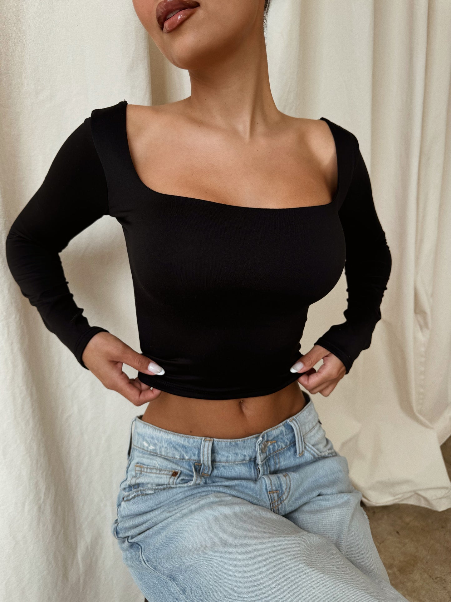 Maybelle Long Sleeve Top - Black