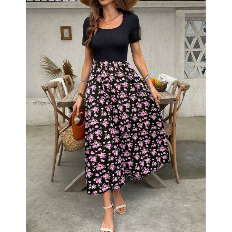 Women's High-Waist Floral A-Line Dress – 7 Prints, XXS–L
