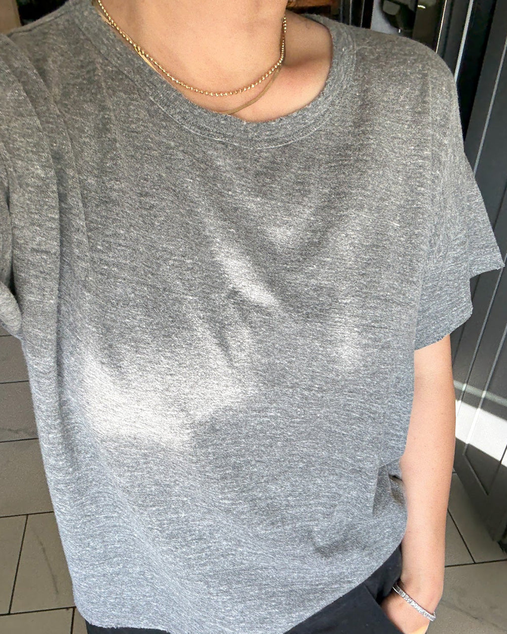 Vintage Fille Tee - Heather Grey
