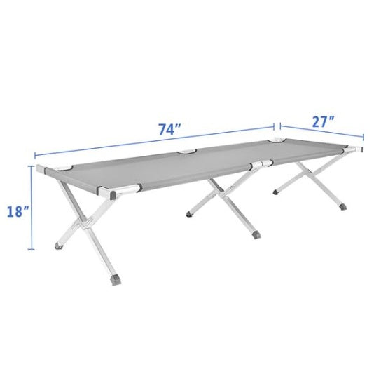 Foldable Camping Cot – Aluminum Frame & Oxford Fabric, 74" Long with Carry Bag for Outdoor Sleeping