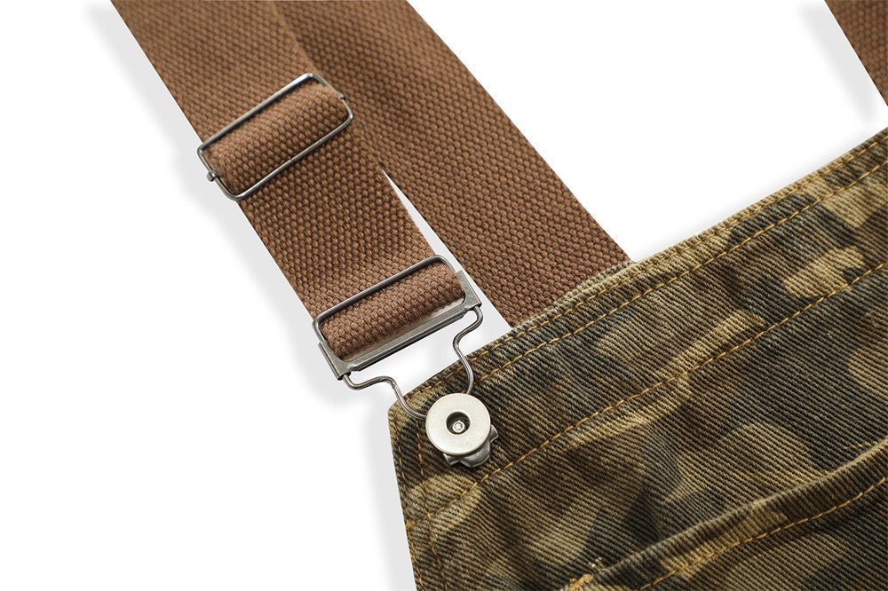 Men's Camouflage Denim Bib Overalls – Workwear Casual Outdoor Overalls
