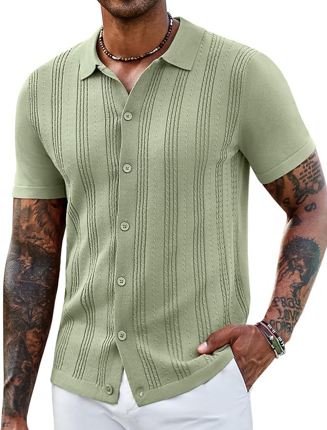 Men's Striped Hollow-Knit Slim Fit Sweater
