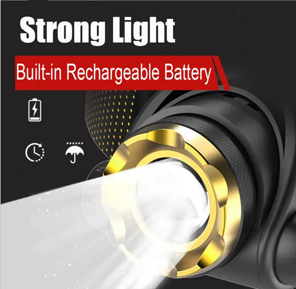 USB Rechargeable LED Headlamp – 3 Modes, Adjustable Beam, Built-In Battery