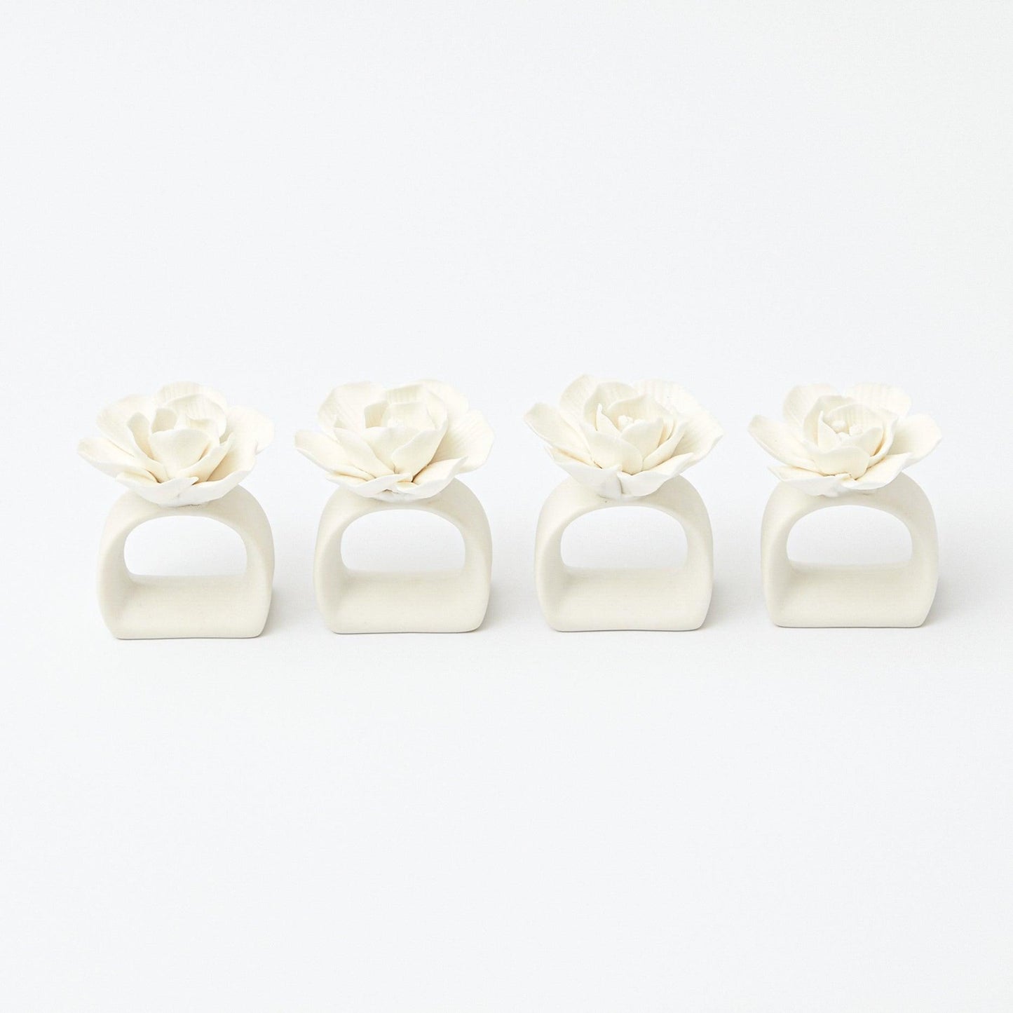 White Fiore Porcelain Napkin Rings (Set of 4)