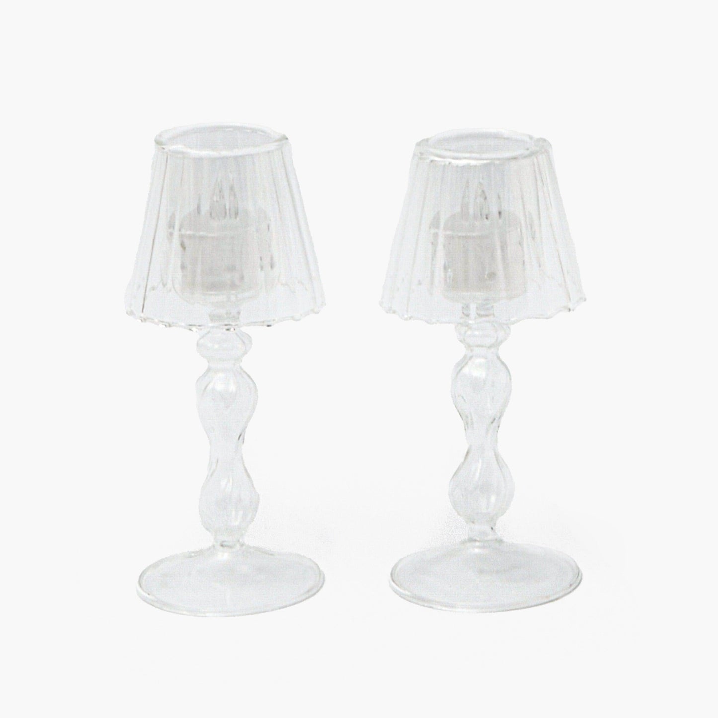 Glass Lantern Tea Light Holder (Pair) - 18cm