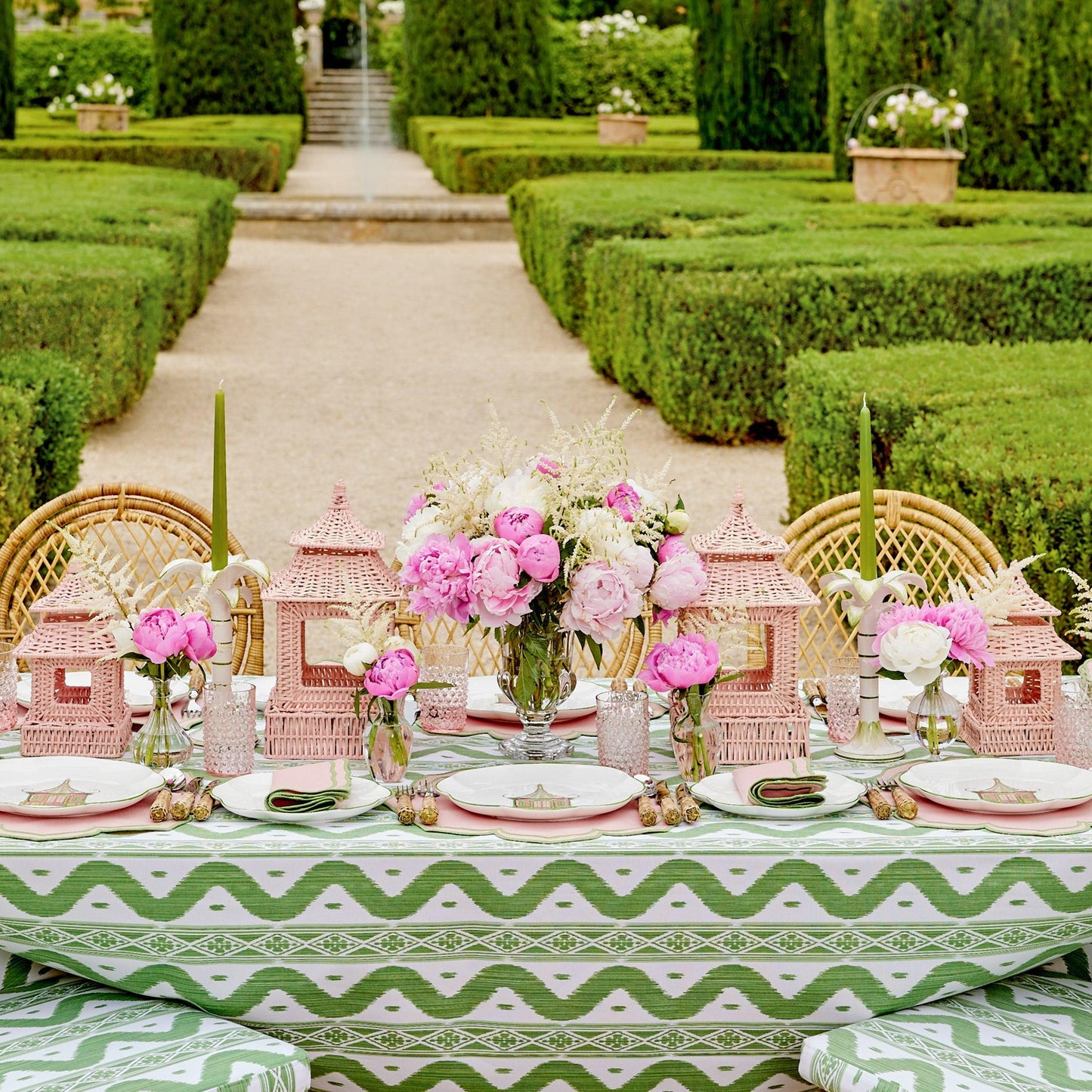 Green Ikat Tablecloth
