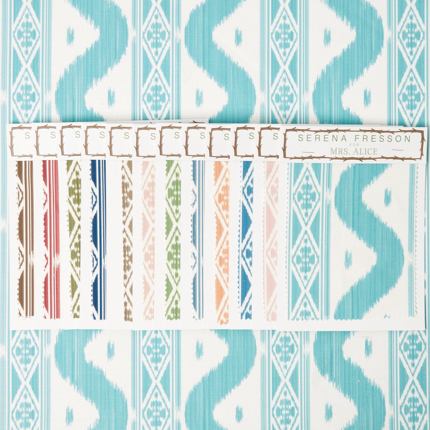 Turquoise Ikat Stripe Fabric