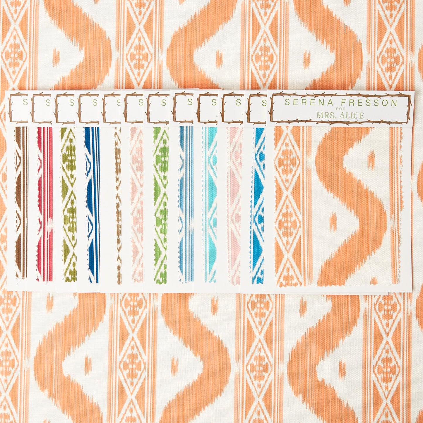 Soft Coral Ikat Stripe Fabric