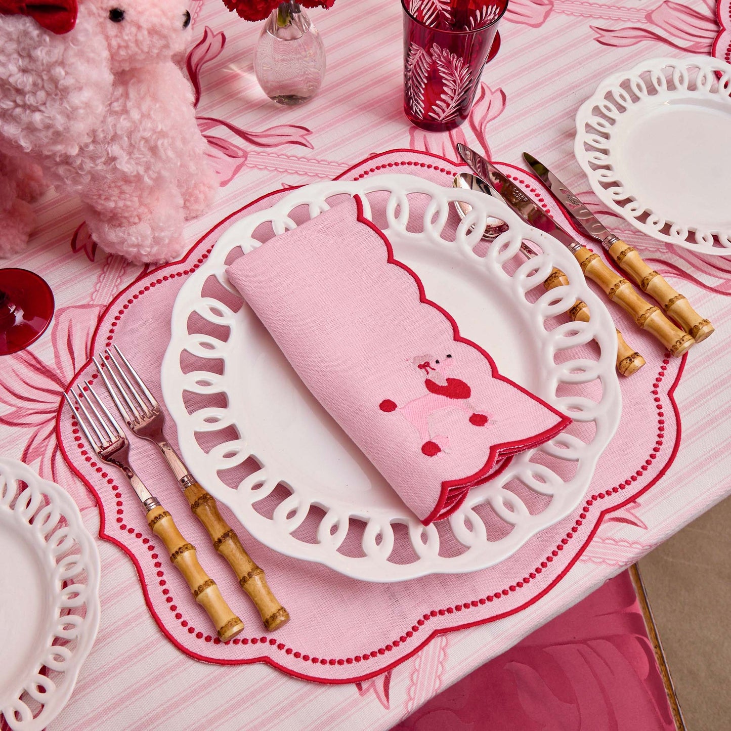 Pink & Red Eloise Linen Placemats (Set of 4)