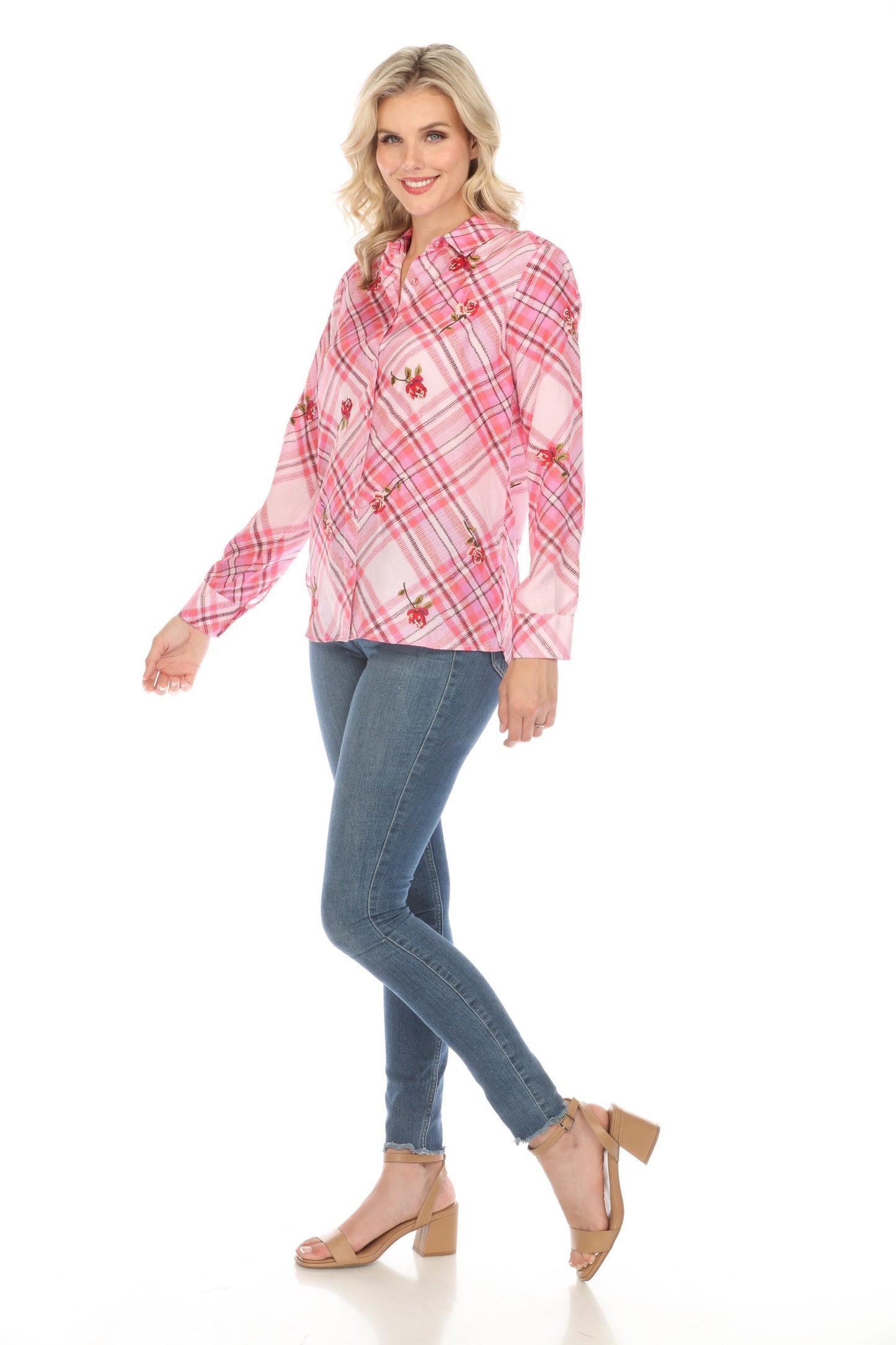 Johnny Was Workshop Plaid Roseanne Button Down Shirt W10924