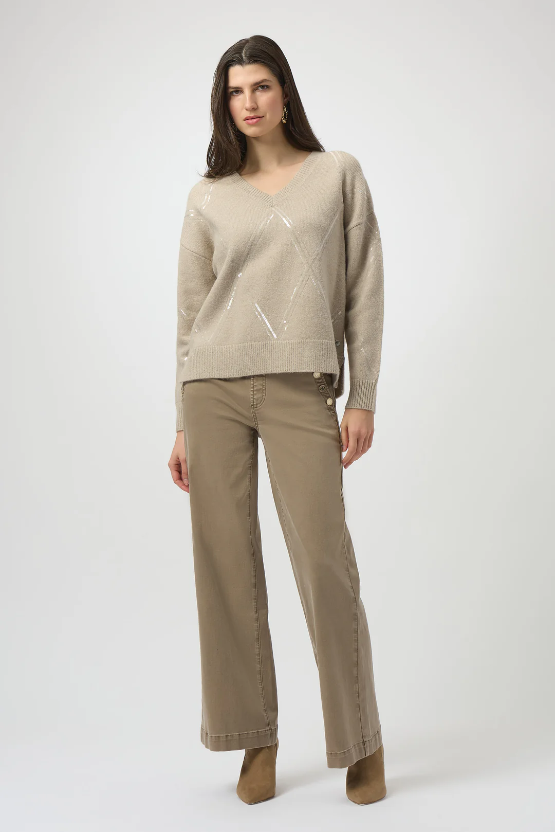 Joseph Ribkoff Sequined V-Neck Pullover Sweater 254949-R