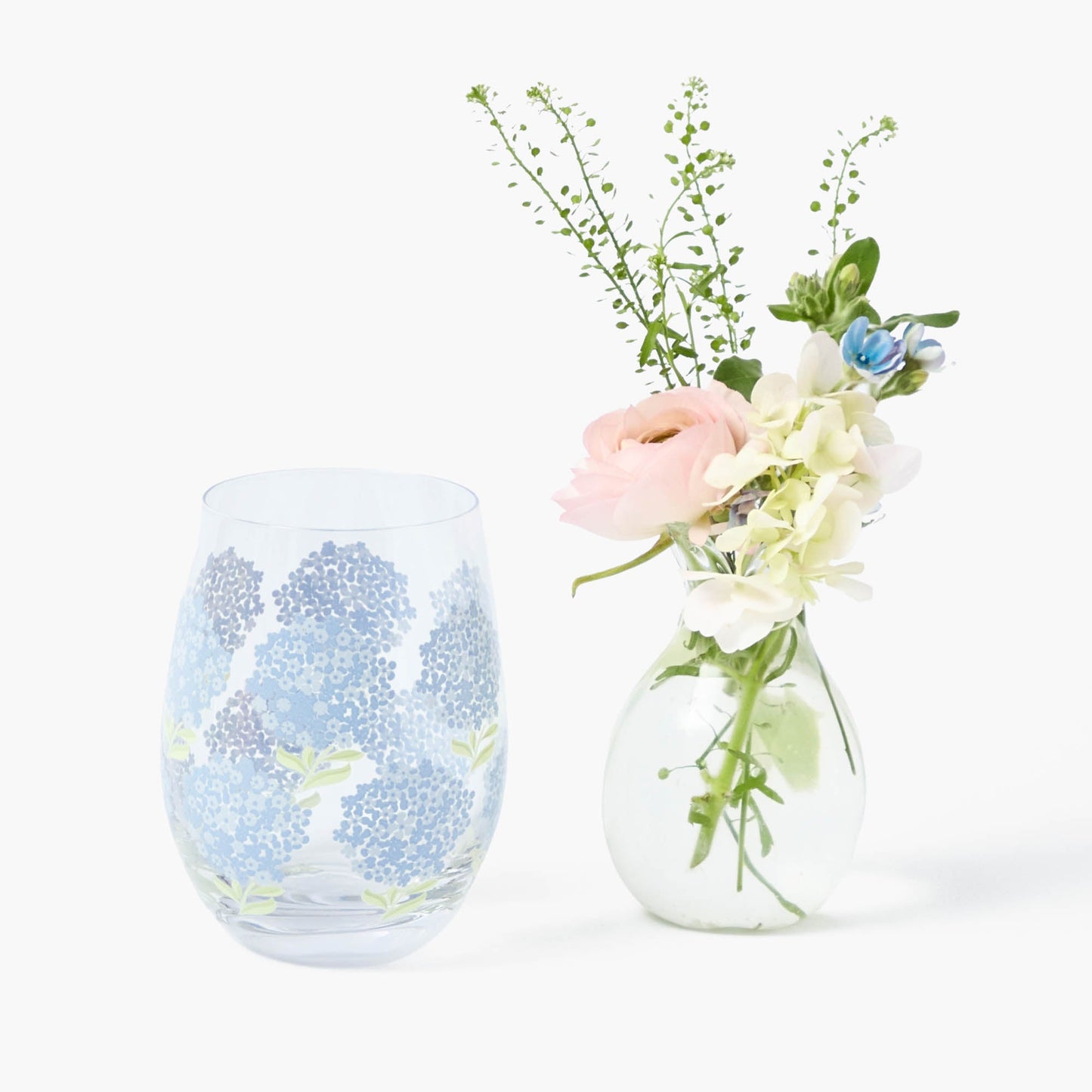 Blue Hydrangea Glasses (Set of 4)