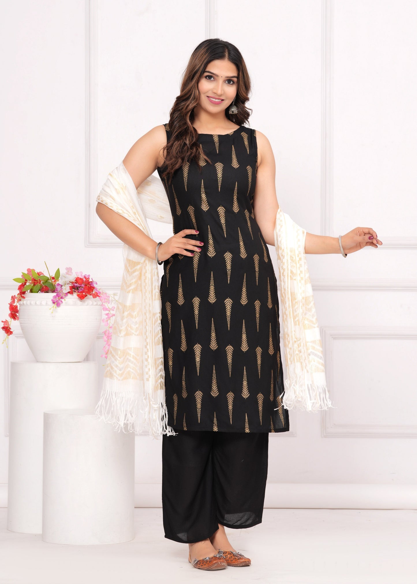 Black Kurta set with Dupatta