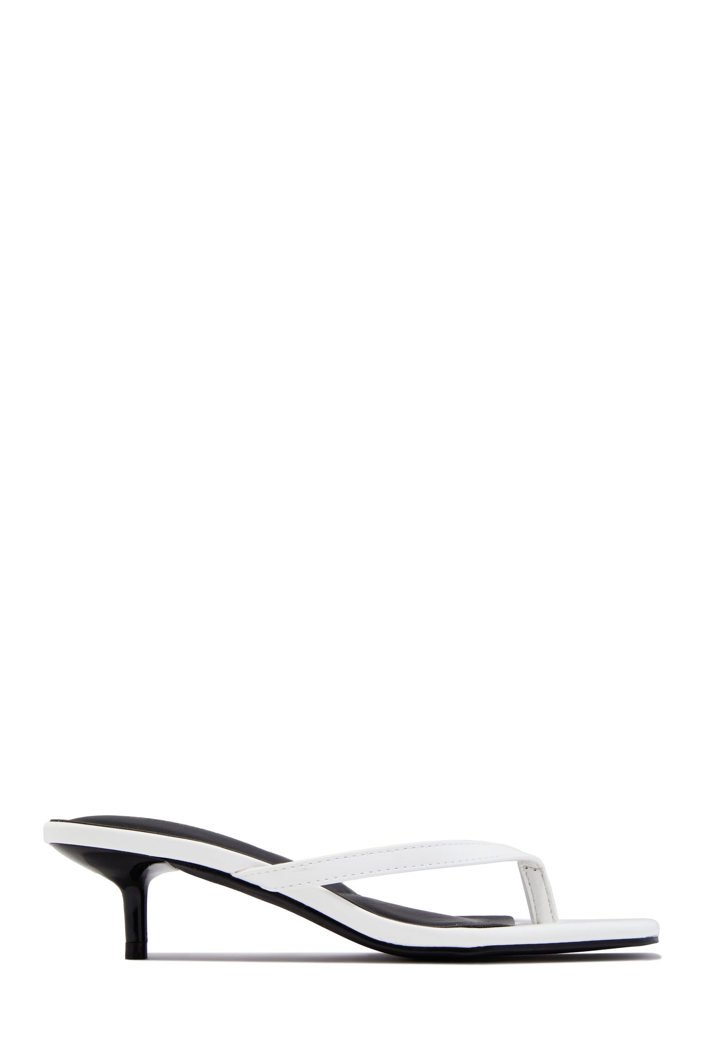 Mila Thong Strap Mid Heels - White