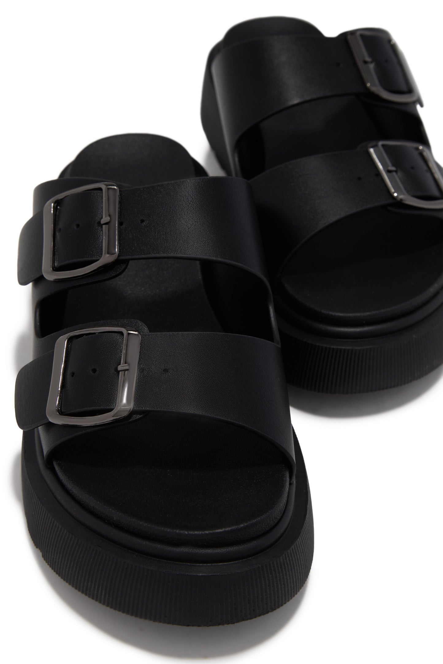Casual Luxury Platform Slip On Sandals - Black