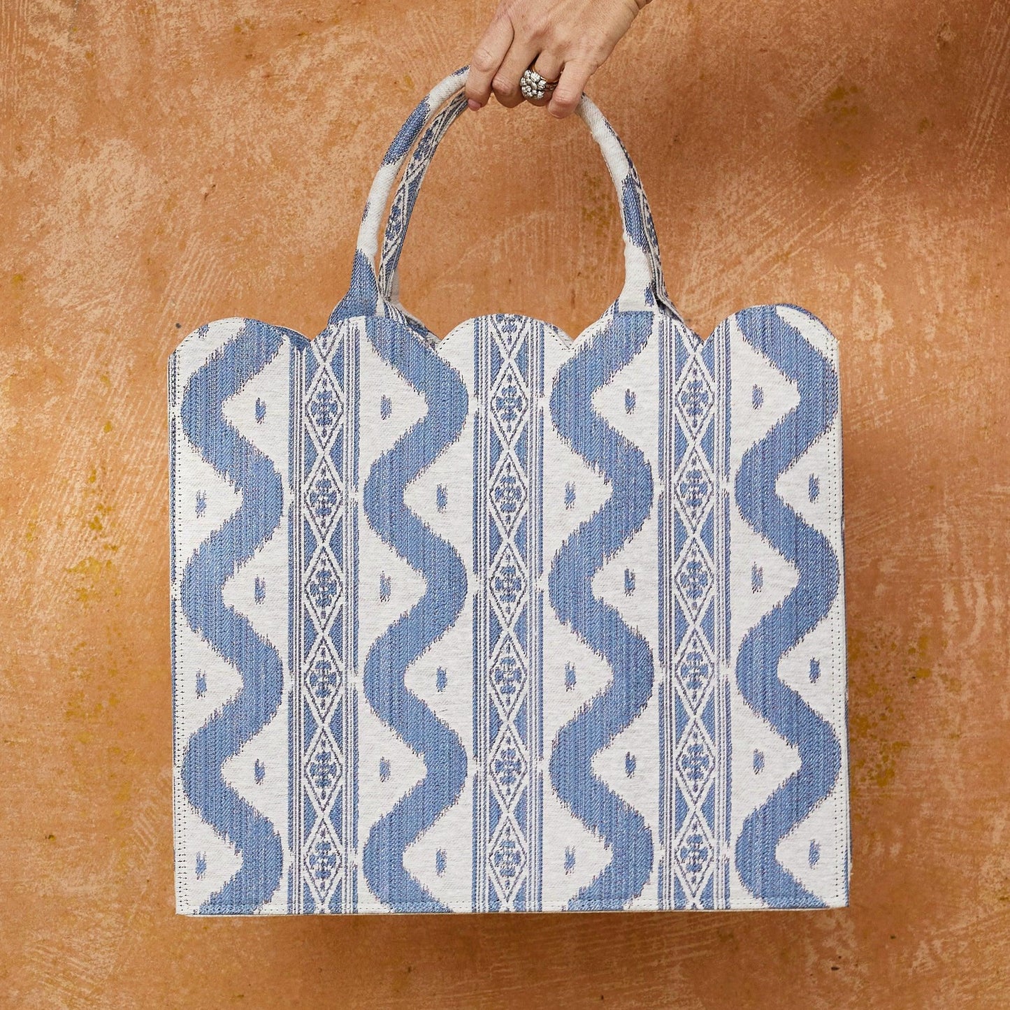 Mrs. Alice Tote Bag (Blue Ikat)