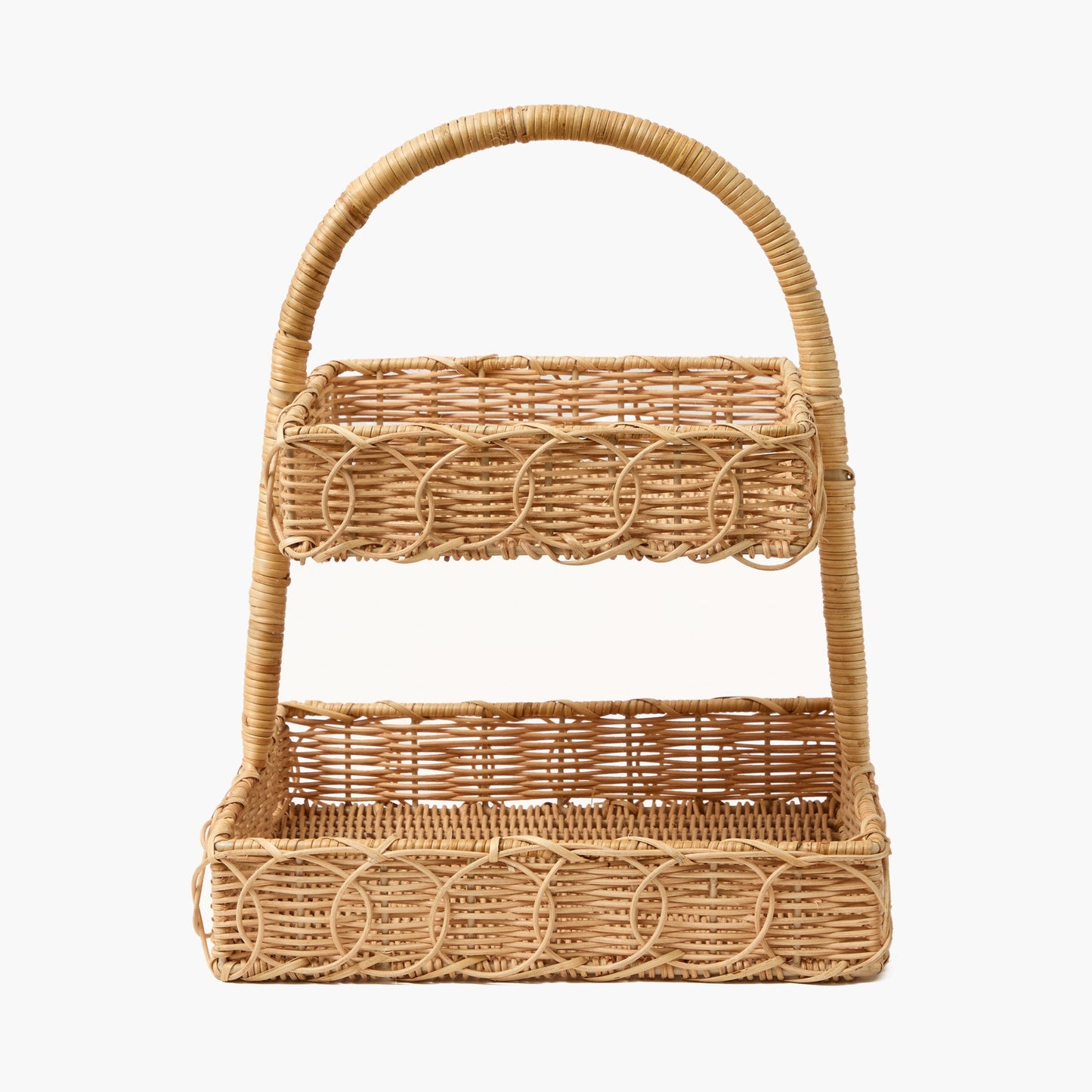 Square Rattan Two Tier Stand