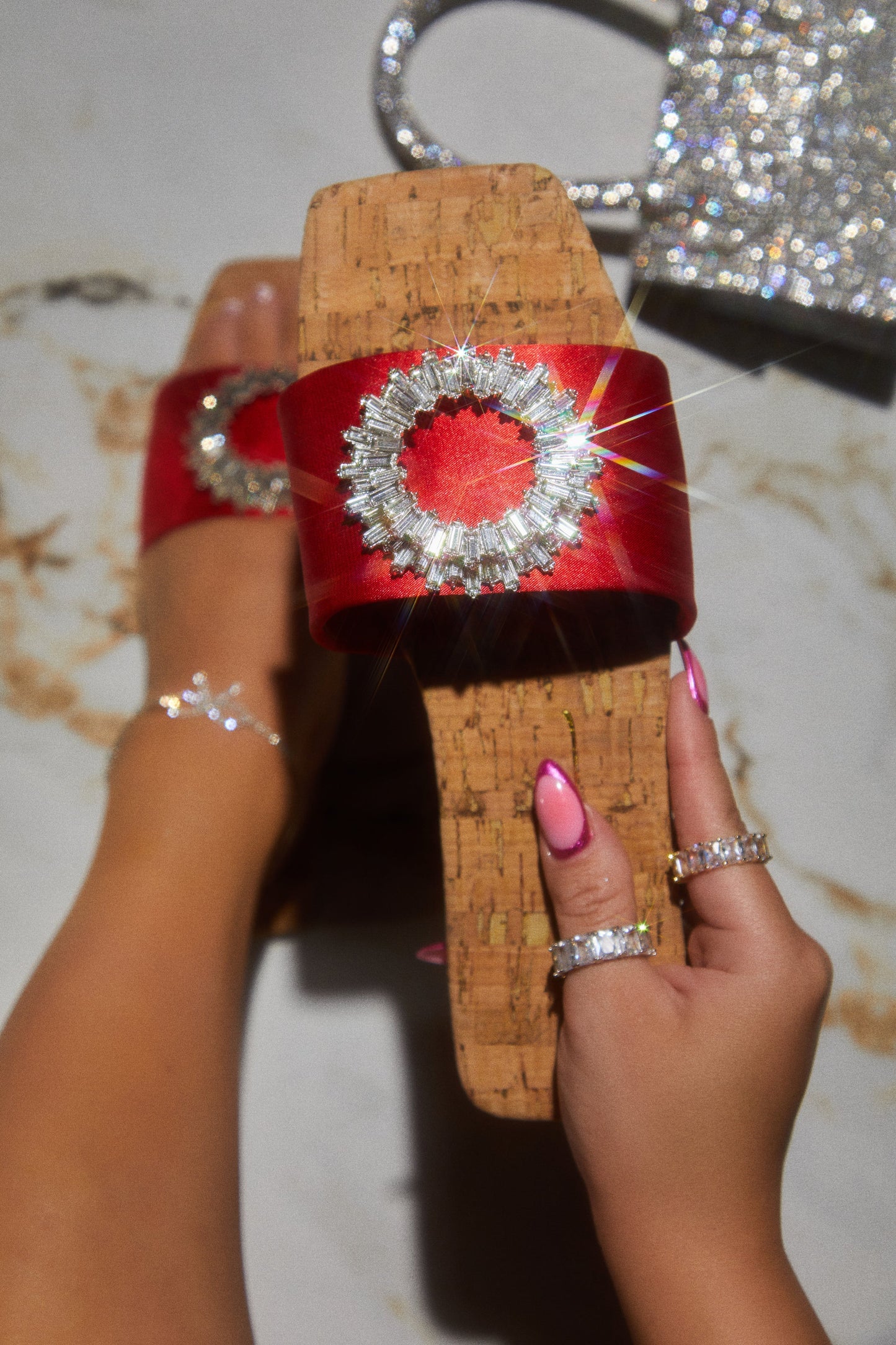 St. Tropez Getaway Embellished Slip On Sandals - Multi
