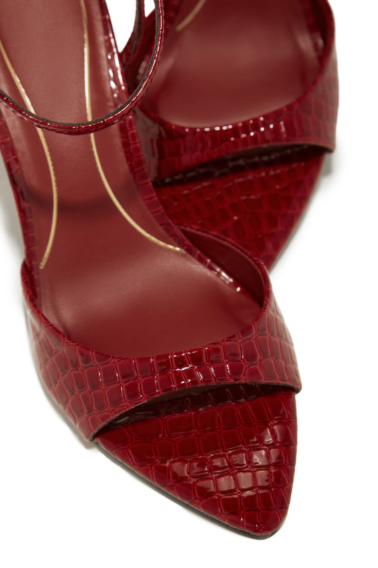 Azani Mary Jane Strap Heels - Cherry Croc