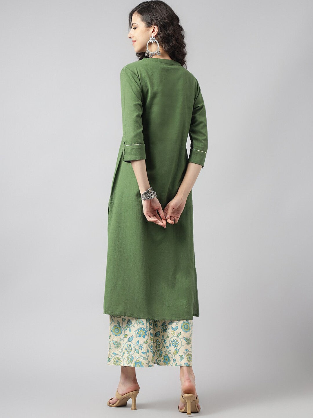 Band Collar A-Line Kurta with Palazzos