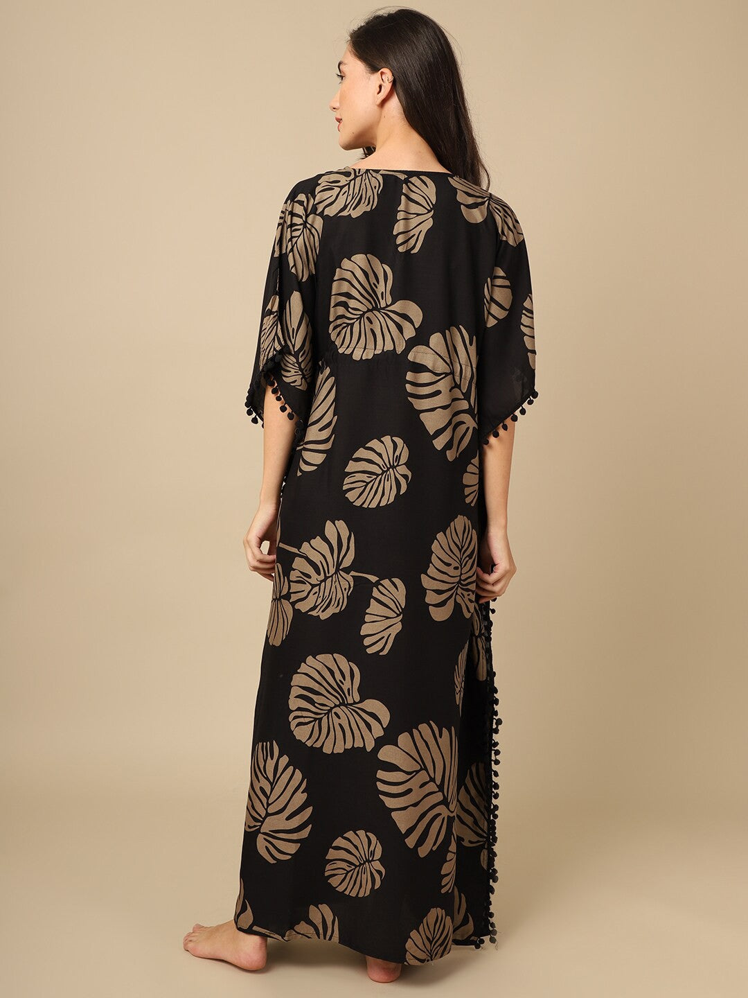 Black Printed Maxi Nightdress