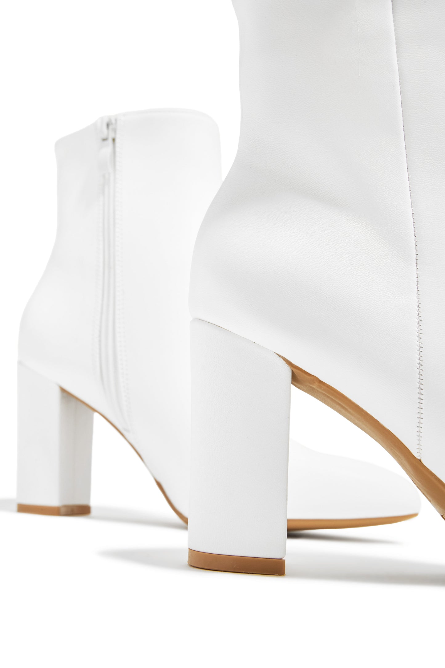 Social Season Block Heel Ankle Boots - White
