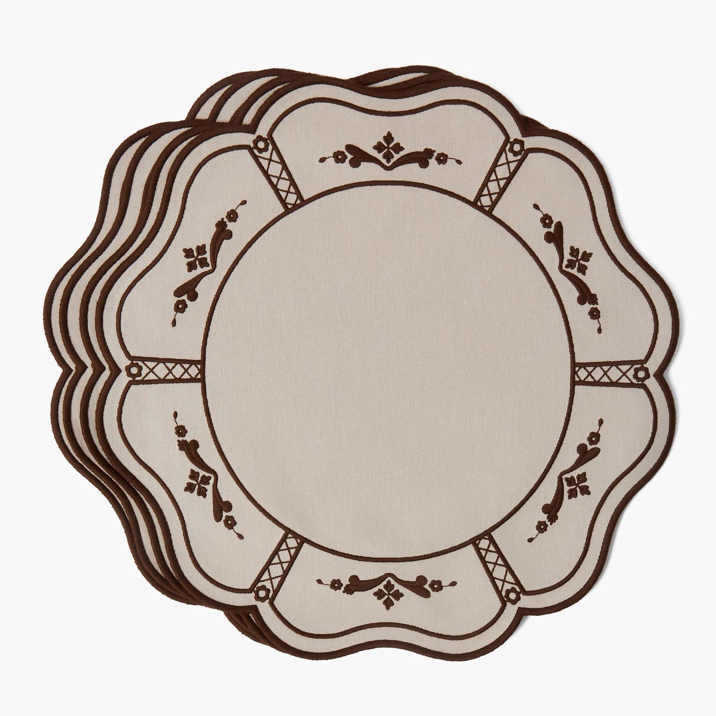 Taupe & Chocolate Doris Placemats (Set of 4)