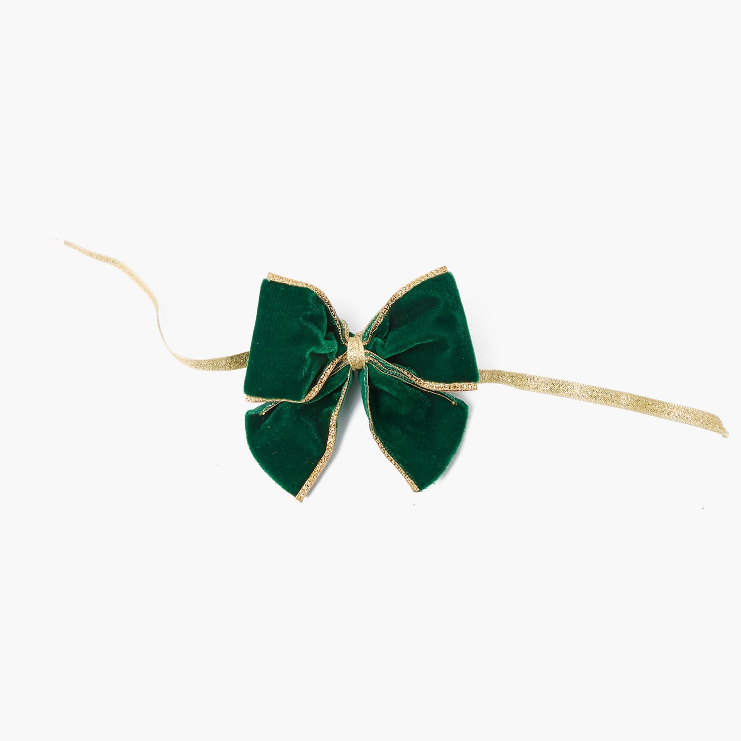 Dark Green Gold Trimmed Velvet Napkin Bows (Set of 4)