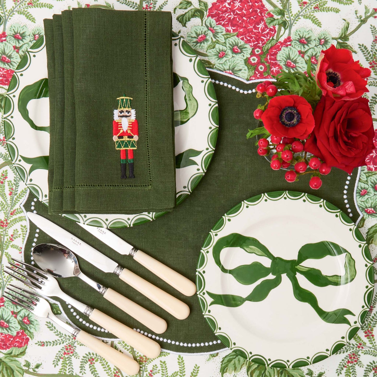 Red & Green Lady Isabella's Garden Tablecloth