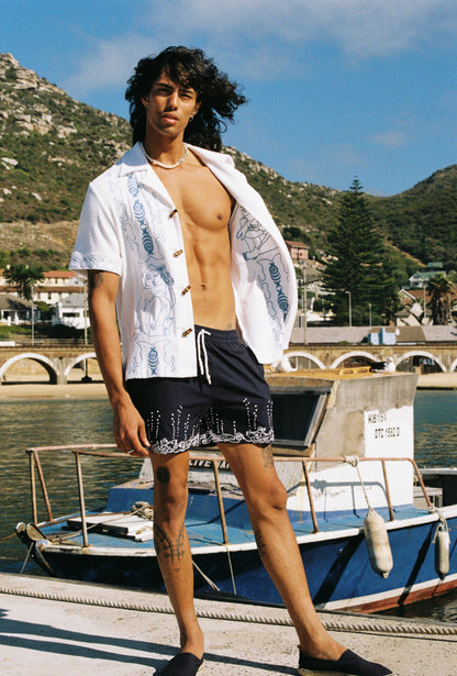 'Fruits De Mer' Swim Trunks (Navy)