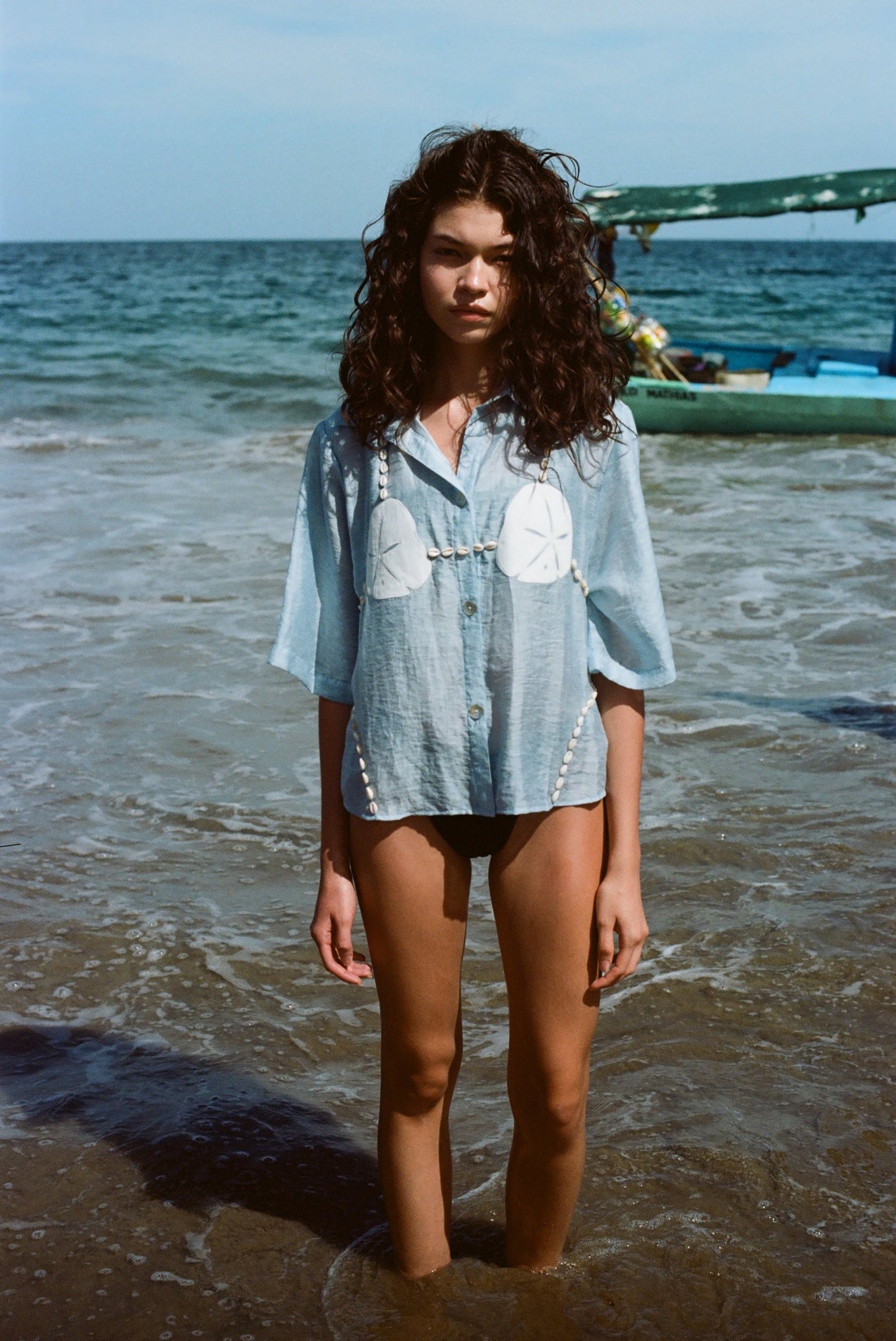 'Sand Dollar Stimulus' ~ Relaxed Crop Cut (Blue)